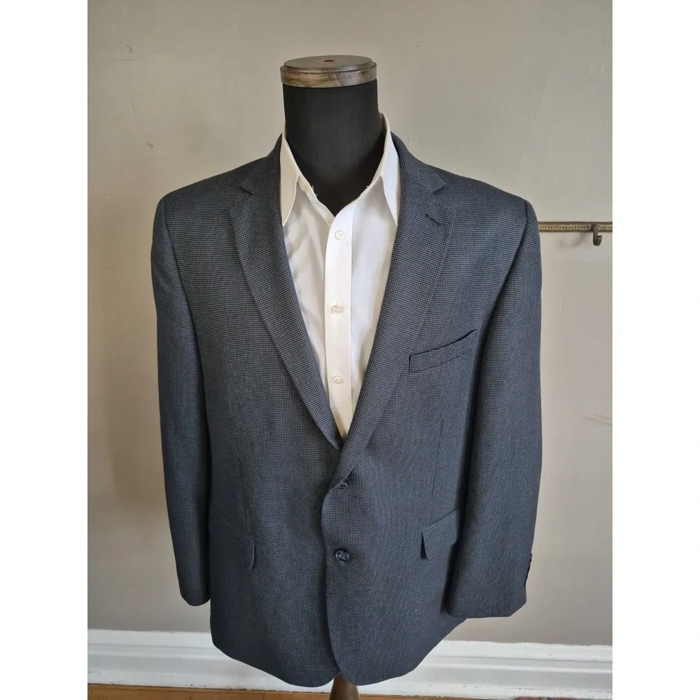 Tasso Elba Mens Sport Coat 46R Navy Blue 2 Button Single Breasted Blazer
